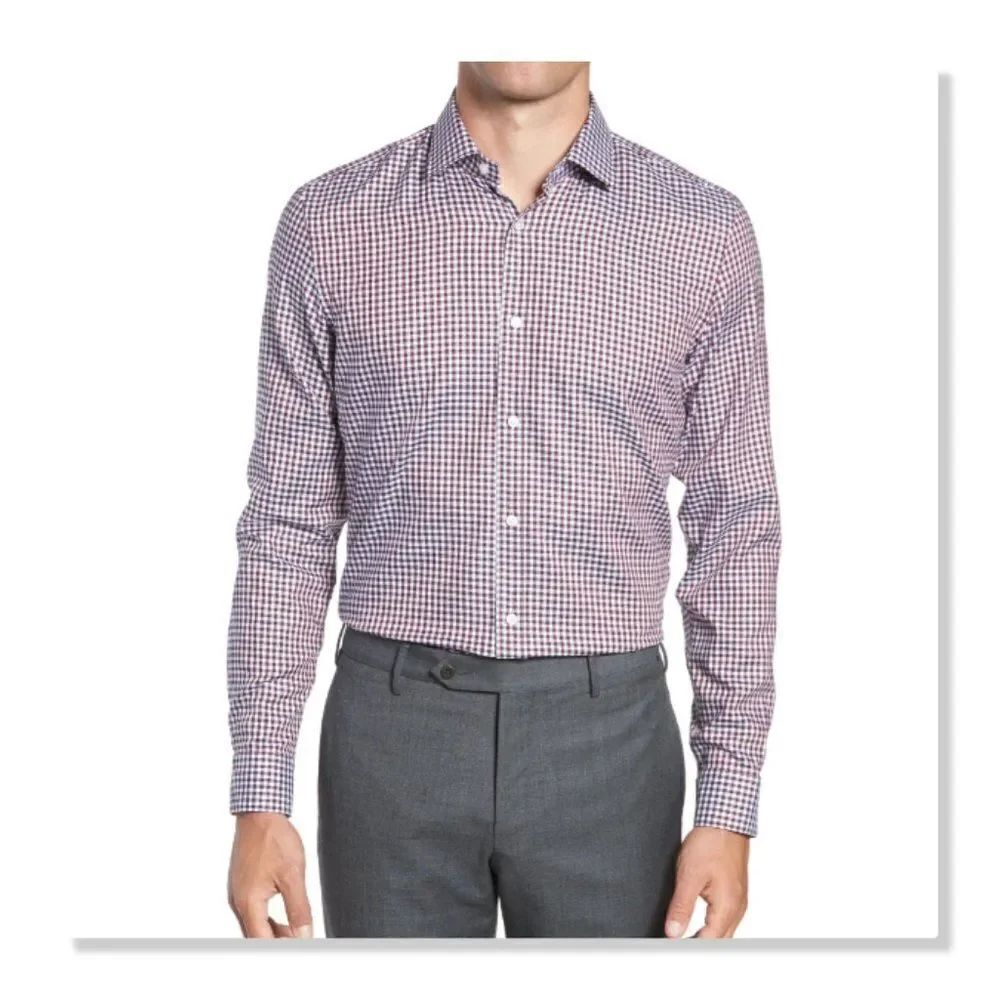 NEW! BOSS x Nordstrom 'Isaac' Slim Fit Check Dress Shirt - size 15.5